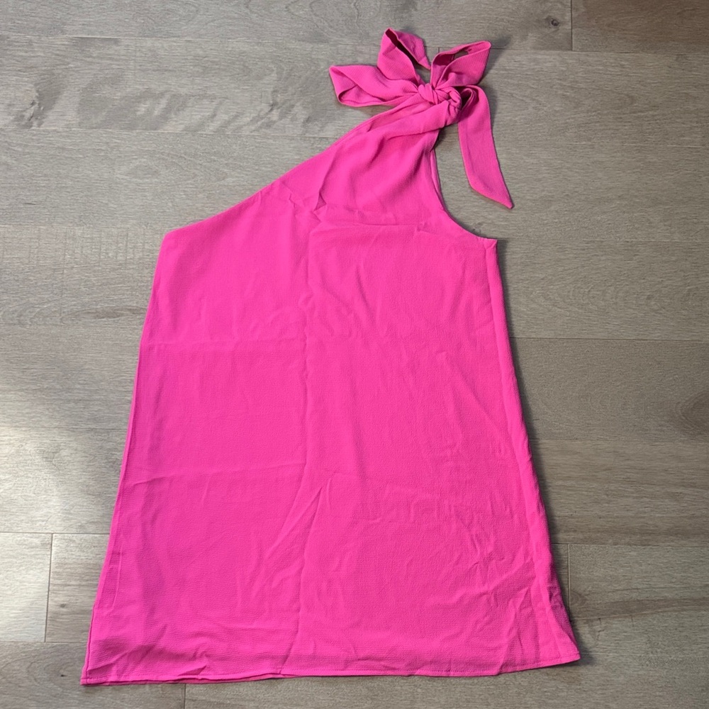 Pink Lily Vibrant Pink One-Shoulder Dress - Picture 2 of 9